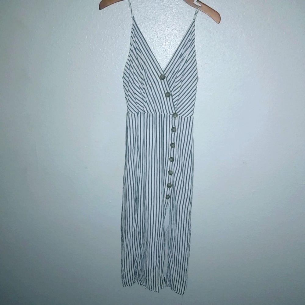 Urban Outfitters M Pinstriped Summer Button Down Front Dress - Picture 2 of 10